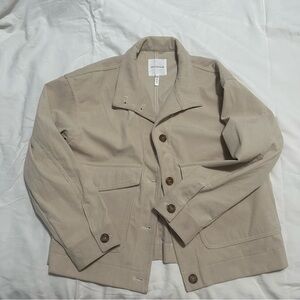 Avec Les Filles Tan Corduroy Cropped Jacket Anthropologie chore barn jacket